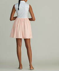 White & Blush Egyptian Cotton Short Tennis Dress