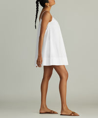 White Egyptian Cotton Short Trapeze Dress