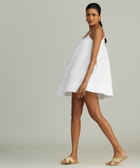 White Egyptian Cotton Short Trapeze Dress