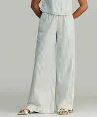 Pistachio Striped Cotton Tencel Trousers