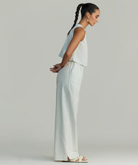 Pistachio Striped Cotton Tencel Trousers