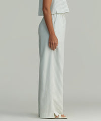 Pistachio Striped Cotton Tencel Trousers