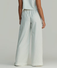 Pistachio Striped Cotton Tencel Trousers
