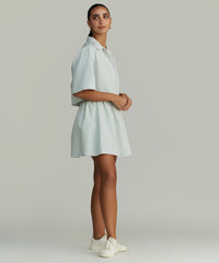 Pistachio Striped Cotton Tencel Mini Skirt