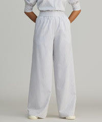 Grey Striped Cotton Tencel Trousers