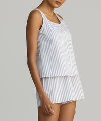 Grey Striped Cotton Tencel Sleeveless Top