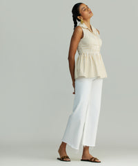 Gold Striped Cotton Tencel Tennis Top