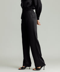 Black Silk Pleated Trousers