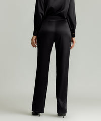 Black Silk Pleated Trousers