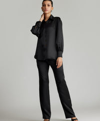 Black Silk Bishop Sleeved Shirt