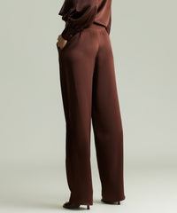 Espresso Silk Pleated Trousers
