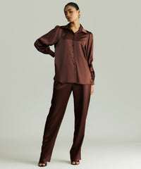 Espresso Silk Bishop Sleeved Shirt