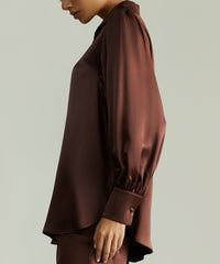 Espresso Silk Bishop Sleeved Shirt