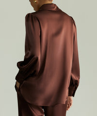 Espresso Silk Bishop Sleeved Shirt