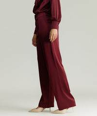 Burgundy Silk Pleated Trousers