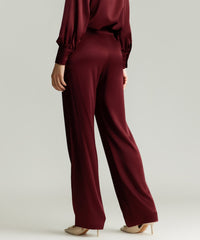 Burgundy Silk Pleated Trousers
