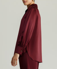 Burgundy Silk Bishop Sleeved Shirt