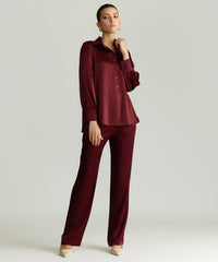 Burgundy Silk Bishop Sleeved Shirt