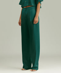 Emerald Silk Pleated Trousers