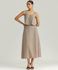 Tobacco Suiting Cropped Sleeveless Top
