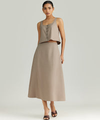 Tobacco Suiting Midi Skirt