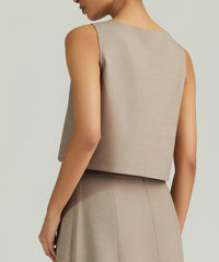 Tobacco Suiting Cropped Sleeveless Top