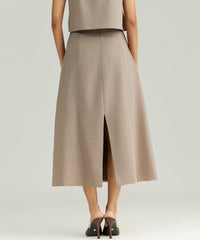 Tobacco Suiting Midi Skirt
