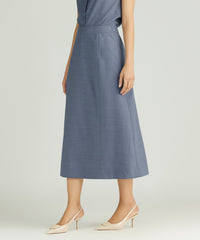 Blue Suiting Midi Skirt