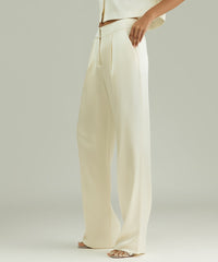 Cream Silk Pleated Trousers