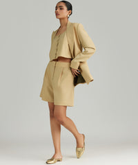 Sand Suiting Pleated Shorts