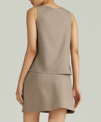 Tobacco Suiting Sleeveless Top