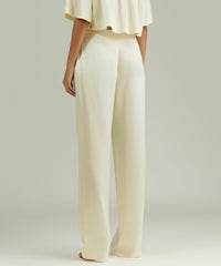 Cream Silk Pleated Trousers