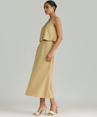 Sand Suiting Midi Skirt