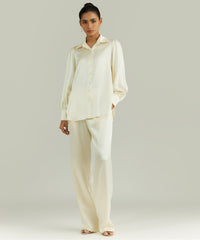 Cream Silk Bishop Sleeved Shirt