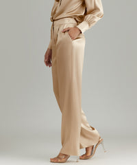 Champagne Silk Pleated Trousers