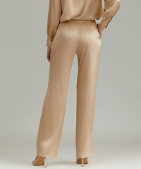 Champagne Silk Pleated Trousers
