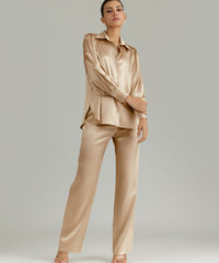 Champagne Silk Bishop Sleeved Shirt