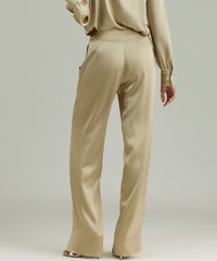 Olive Silk Pleated Trousers