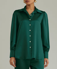Emerald Silk Bishop Sleeved Shirt
