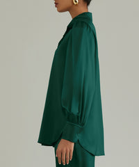 Emerald Silk Bishop Sleeved Shirt