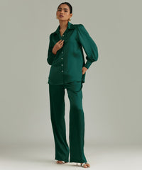 Emerald Silk Bishop Sleeved Shirt