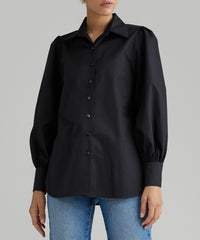 Black Egyptian Cotton Bishop Sleeved Shirt