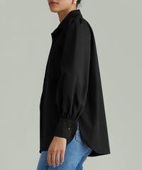 Black Egyptian Cotton Bishop Sleeved Shirt