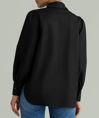 Black Egyptian Cotton Bishop Sleeved Shirt
