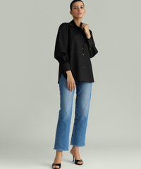 Black Egyptian Cotton Bishop Sleeved Shirt
