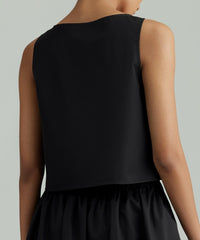 Black Egyptian Cotton Cropped Sleeveless Top