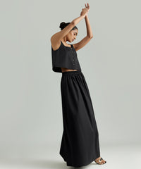 Black Egyptian Cotton Maxi Skirt