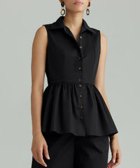 Black Egyptian Cotton Tennis Top