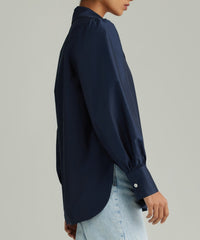 Navy Egyptian Cotton Bishop Sleeved Shirt