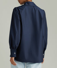 Navy Egyptian Cotton Bishop Sleeved Shirt